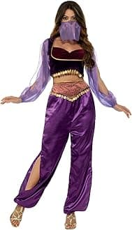 Arabian Princess Costume, Purple with Trousers, Top & Face Veil, Around The World Fancy Dress, Princess Dress Up Costumes