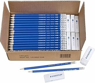 Norica #2 HB Pencils Class Pack with Erasers, 144-Count School Supplies Set, Break-Resistant Lead, Pre-sharpened bulk back with PVC-Free Erasers