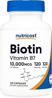 Nutricost Biotin (Vitamin B7) 10,000mcg (10mg), 120 Capsules - Vegan, Gluten Free, Non-GMO