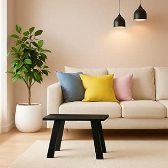 SBF Furniture Mini Rectangle Side Table, 35 cm, Matte Finish, Modern Minimalist Design, 4 Angled Legs (Black)