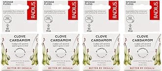 RADIUS Clove Cardamom Dental Floss 55 Yards Vegan & Non-Toxic Oral Care Boost & Designed to Help Fight Plaque Clear - Pack of 4