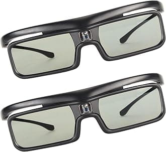 DLP Link 3D Glasses Fit for -2500-3000 Pro -3500 Pro, Vanish TV & Other 3D Projectors, Rechargeable Active Shutter 3D Glasses, 2 Packs