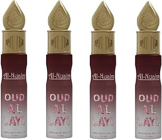 Al-Nuaim Attar Roll On for Men & Women - 6ml (Pack of 4-6ml Each, Oudh Al Layl)