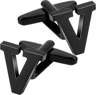 A-Z Initial Cufflink for Men, Classic 18k Gold Silver Black Letter Alphabet Monogram Cuff Links for Wedding Business Party Party