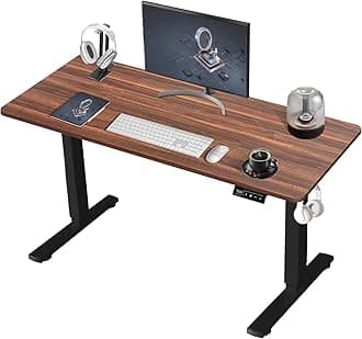 DevokoElectric Standing Desk Height Adjustable Standing Desk 100 x 60 cm, Stand Up Desk for Kids and Adults, Sit Stand Desk Adjustable Height Desk for Home Office (Wanult)