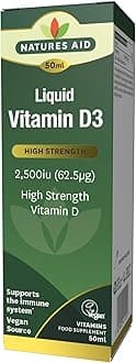 Vitamin D3 Liquid 2500iu 50ml – High Strength Cholecalciferol VIT D Drops – Bone & Immune Support – Vegan, Non-GMO, Gluten-Free – Natural Supplement Includes Dropper