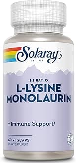 SOLARAY L-Lysine Monolaurin 1: 1 Ratio Nutritional Supplement - 60 Vegetarian Capsules