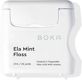 Boka Ela Mint Floss | Made from Natural Vegetable Wax | Teflon-Free, Petroleum-Free | 30 Yards of Floss
