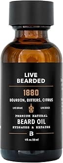 Beard Oil, 1 fl oz - Premium All-Natural Jojoba - Made in the USA - Hair and Skin Care for Men with Dry, Flaky Patches | 1880 Scent - Bourbon, Bitters, Citrus