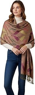 PASKMLNA Paisley Pattern Tow Layered Woven Pashmina Shawl Scarf Wrap Stole