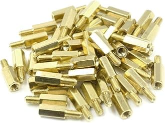 M3 x 10mm + 6mm Male to Female Thread Brass Hexagon Hex Standoff Spacer Pillars - (50 Pcs)