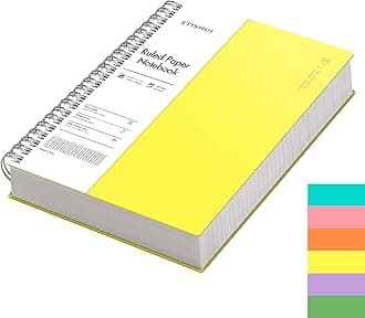 EMSHOIA4 Spiral Notebook College Ruled Lined Journal, 11.2" x 8.27", 300 Pages, 100gsm Thick Paper, Waterproof Softcover, Twin-Wire Binding, Sticky Notes, Yellow