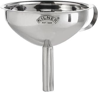 Kilner Stainless Steel Straining Funnel with Removable Disc Ergonomic Design for Filtering Seeds, Grains & Juices, Elongated Stem for Narrow Bottles, Durable & Dishwasher Safe
