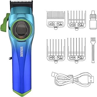 WMARK NG-9009 Ultra Premium Professional 10000 Rpm Magnetic Maglev Motor Zero Gapped Hair Clipper High Precision Fade Blade With DLC Process 4 Guide Comb Taper Lever 120 min 2500 mAh Battery, Model 10