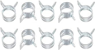uxcell 20pcs 10mm Spring Band Type Action Fuel/Silicone Vacuum Hose Pipe Clamp Low Pressure Air Clip Clamp, Zinc Plated