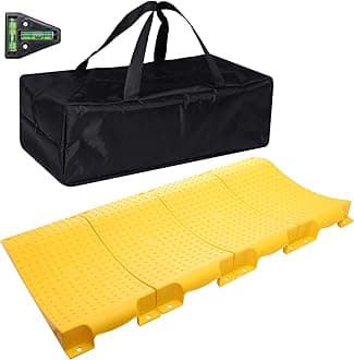 Homeon Wheels Tire Saver Ramps, Anti-Slip Pads Design, Car Tire Wheel Ramps for Flat Spot and Flat Tire Prevention, Tire Savers for Storage with Carrying Bag and T Level, 4 Pack (Yellow)