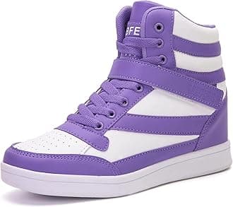 UBFEN Womens High Top Sneakers with Hidden Wedge Heel Ankle Support 2 Inch Height Increase 80s Retro Casual Boots