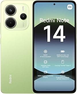 Redmi Note 14 Green 8+256GB smartphone,108MP AI camera system, 5500mAh battery, 6.67" 120Hz AMOLED eye-care display, AI features