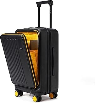 - Polycarbonate The Transit Cabin Pro Luggage Small Cabin Size Poly-Carbonate Hard Sided 8 Hinomoto Wheels Suitcase for Travelling (Black & Yellow, 56 cm)