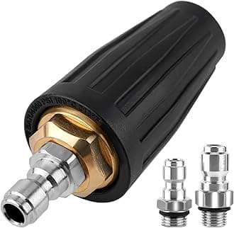 Turbo Nozzle Pressure Washer Tips 4000PSI Max. 5000PSI 4.0GPM Quick Release Power Washer Turbo Nozzle Stainless Steel Rotating Spray Nozzle with 1/4'' 3/8'' Quick Connectors for Car & Outdoor
