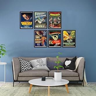 Vintage Horror Movie Posters Set of 9 – Classic Scary Monster Wall Art Prints – Retro Thriller Film Decor for Man Cave, Home Theater, Bedroom, Living Room 8x10 Inch Unframed