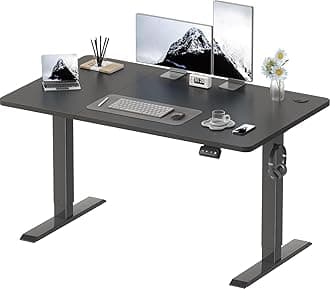 Devoko Electric Standing Desk 120x60cm Sit Stand Table Height Adjustable Desk with Backpack Hook and Memory Smart Pannel, Home Office with Splice Board, Black