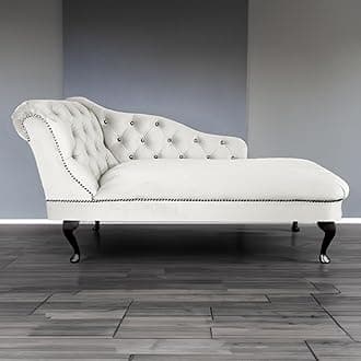 RegentTufted Chaise Lounge Sofa & Seating Handmade Velvet Living Room Bedroom Hallway Black Accent Chair (Left Hand, Cream)