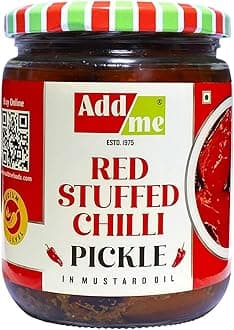 Add me Red Stuffed Chilli Pickle 500gm | bharwa lal mirch achar in Mustard Oil| Homemade lal mirchi ka achar with Banarasi Masala in Glass jar