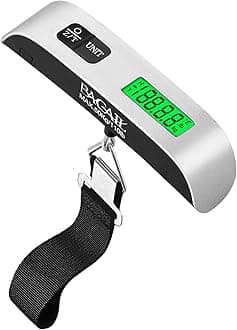 BAGAIL Digital Luggage Scale, 110lbs Hanging Baggage Scale with Backlit LCD Display, Portable Suitcase Weighing Scale, Travel Luggage Weight Scale with Hook, Strong Straps for Travelers, Ash Silver