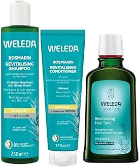 Weleda Rosemary Oil Revitalising Hair Care Set, Shampoo and Conditioner Set with Hair Tonic, Hair Growth, Thinning Hair, Hair Loss, Healthy Scalp, Women & Men, Natural & Organic