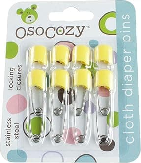 OsoCozy Diaper Pins - {Yellow} - Sturdy, Stainless Steel Diaper Pins 8 Pack