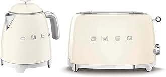 50’s Style Retro Range Breakfast Set, 0.8L 1400W Mini Kettle and Multi-Functional Control 2-Slice 950W Toaster, Cream, KLF05CRUK/ TSF01CRUK