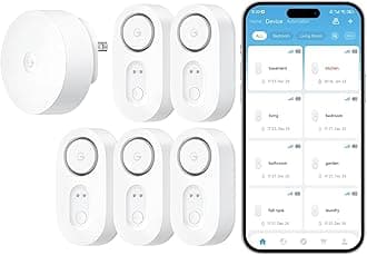 GoveeLife Upgraded Smart Water Leak Detector 1s with 1804ft Ultra-Long Range, WiFi Water Sensor with SMS/Email/APP Push and Sound Alarm,5-Year Battery Life, 5 Pack, Suit for Home, Basement, Kitchen