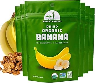 Mavuno Harvest Dried Banana Chips Fruit Snacks | Organic Dried Banana | Healthy Snacks for Kids & Adults | Unsweetened Banana Chips | Gluten Free Snack | Vegan, Non GMO, Direct Trade | 2 Oz, Pack of 6