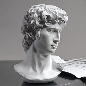 David Statue Greek Bust,Head Bust Statue for Roman Home Decor,Coffee Table Decor White,Greek Mythology Decorfor Bedroom/Living Room/Office 6"