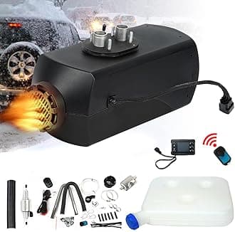 Triclicks 12V 5KW Air Diesel Heater Parking Heater Diesel Night Heater with Silencer LCD Switch Remote Control 10L Tank For Truck, Boat, Car Trailer, Motorhomes, Campervans, Caravas (Black)