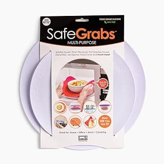 Safe Grabs: Multi-Purpose Silicone Original Microwave Mat as Seen on Shark Tank | Splatter Guard, Trivet, Hot Pad, Pot Holder, (BPA Free, Heat Resistant, Dishwasher Safe), Set of 2 (Lilac)