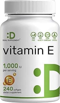 DEAL SUPPLEMENT Vitamin E Supplements, 1,000 IU Per Serving, 240 Softgels – Extra Strength Antioxidant Protection – Bioavailable Stable Form – Skin, Heart, Brain, & Immune Support – Non-GMO