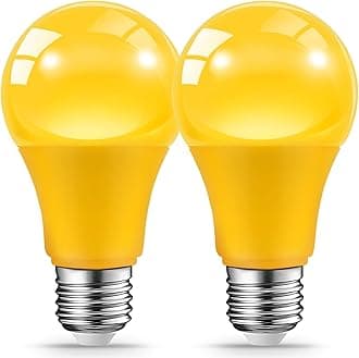 LED Yellow Bug Light Bulbs for Outdoor Indoor Porch, 9W LED Color Bulb for Outside, 60W Equivalent, 2000K Amber Light Bulb, Ideal for Bedroom, Patio, Deck, Backyard, Hallway, 2-Pack