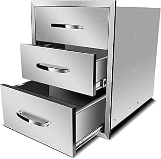 Stainless Steel Double Drawers for Outdoor Kitchen Grilling Station - 18Wx23Dx23H-3L