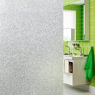 Qualsen privacy window film frosted glass film matte white non-adhesive static window cling anti-uv window sticker for bathroom home office kitchen living room front door (35.4 x 78.7 inch)