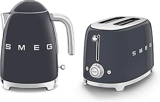 Smeg 50’s Style Retro Range Breakfast Set, 1.7L 3000W Kettle and Multi-Functional Control 2-Slice 950W Toaster, Slate Grey, KLF03GRUK/ TSF01GRUK