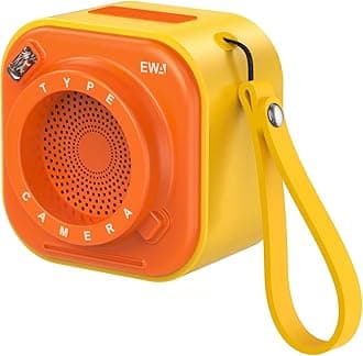 EWA A110 Portable Bluetooth Speaker with Loud Stereo Sound, Flashlight, 12 Hour Playtime, Supports TF Card, Mini Speaker for Travel, Home, Outdoor Party (YellowOrange)