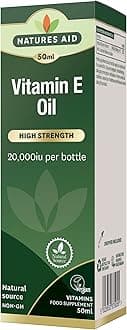 Vitamin E Oil 20,000iu 50ml – Natural Source Antioxidant for Skin & Cells – High Strength – Vegan – Non-GMO – Gluten-Free – Supports Healthy Skin Tone & Cardiovascular Health