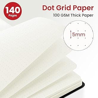 Dotted Spiral Journal Notebook for Women, A5 Dotted Notebook Journals for Writing, Hardcover Notebooks for Work, Note taking and Office School Supplies,140 Pages - Black