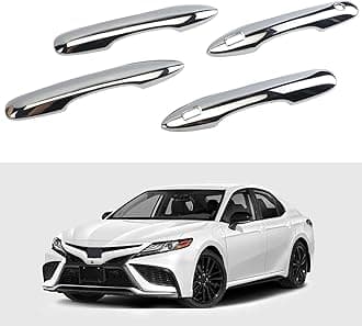 Door Handle Cover Trim Compatible with Toyota Camry 2018-2025 /Corolla 2019-2025 /Avalon 2019-2022 /Pruis Hatchback 2016-2024 Accessories Exterior Door Handle Protector with 2 Smart Key Holes Chrome
