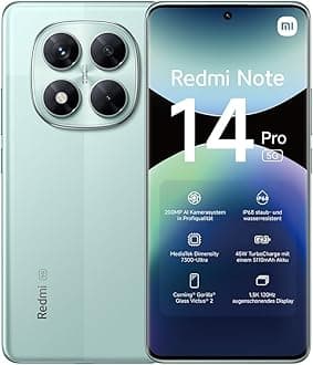 Redmi Note 14 Pro 5G smartphone, 8+256GB, Green, 200MP pro-grade AI camera, IP68, 45W turbo charging with 5110mAh battery, AI features(no charger included), 2 year Warranty