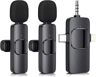 Mini Microphone, 3 in 1 Wireless Microphone for iPhone, iPad, Android, Camera, Professional Wireless Lavalier Lapel Mics for Recording, YouTube, TikTok
