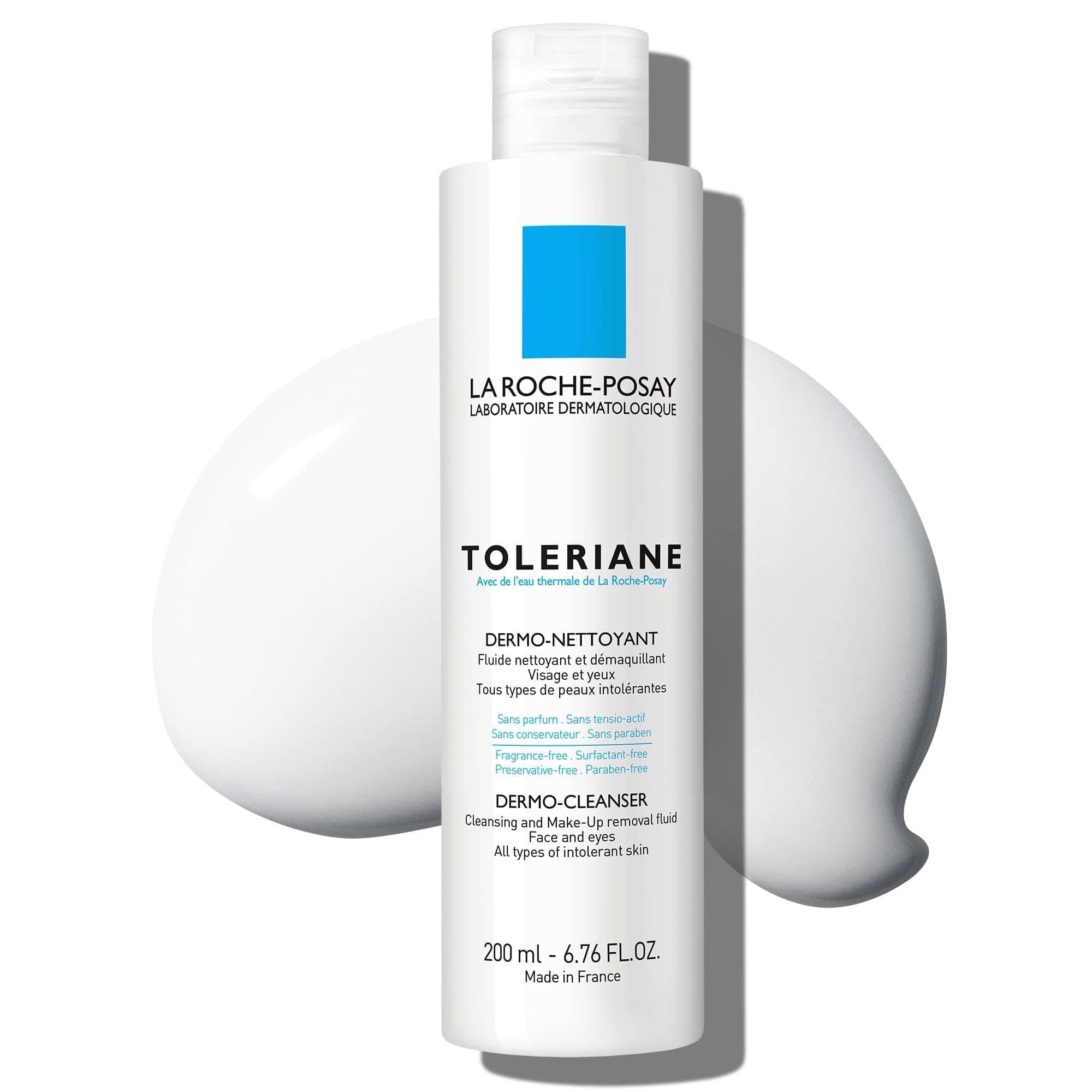 Toleriane Dermo Facial Cleanser for Face & Eyes, Gentle Face Wash and Makeup Remover, Milky Texture, Fragrance Free, Preservative Free
