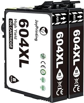 JoyPrinting 604XL Ink Cartridges Replacement for Epson 604 Ink Cartridges Multipack Compatible with Epson XP-2200 XP-2205 XP-3200 XP-3205 XP-4200 Workforce WF-2910 WF-2930 WF-2935 (2Black)